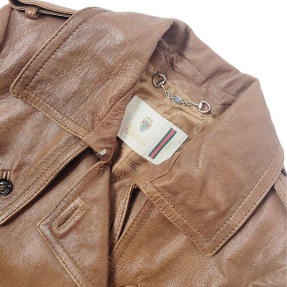 Gucci Brown Belted Leather Jacket - Picture 10 of 10